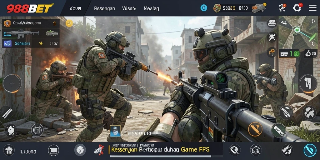 Tampilan gameplay seru dari 988BET dengan aksi FPS yang mendebarkan.