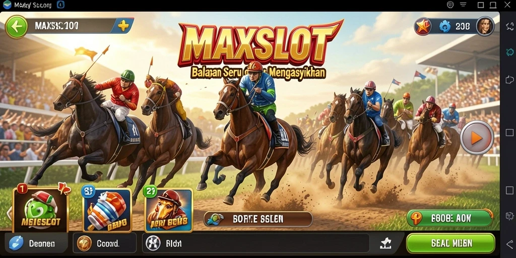 Gameplay balapan seru dalam MAXSLOT yang menegangkan.