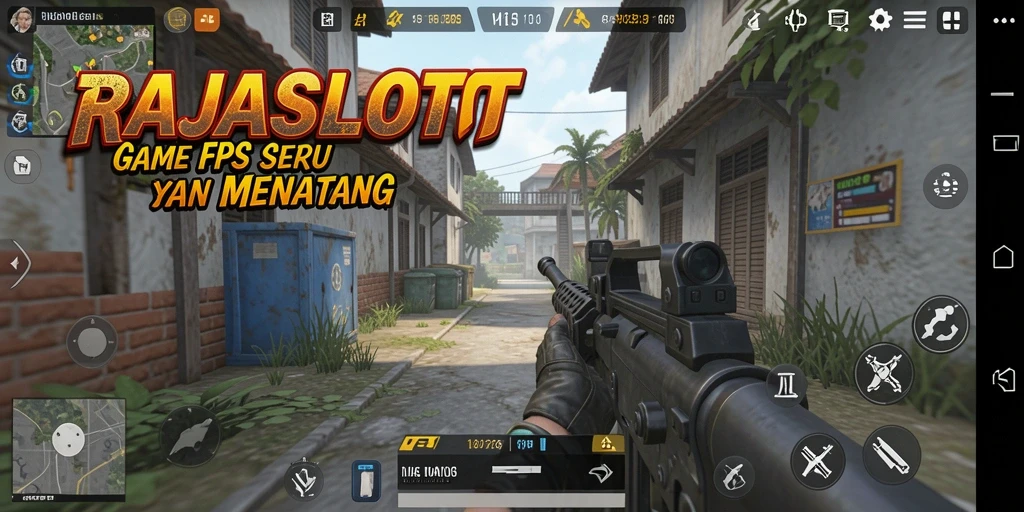 Screenshot gameplay RAJASLOTO menampilkan aksi menegangkan dalam pertempuran FPS.